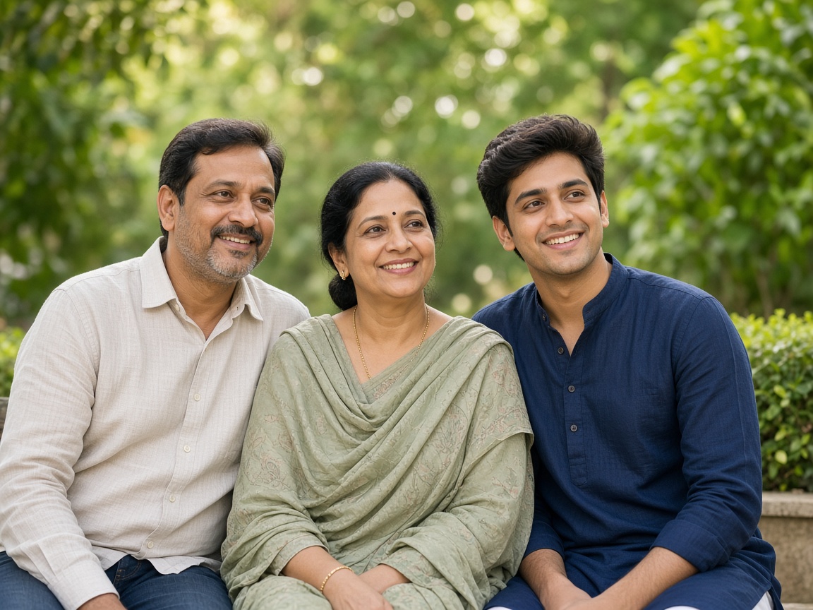 Indian family together with hope during recovery support